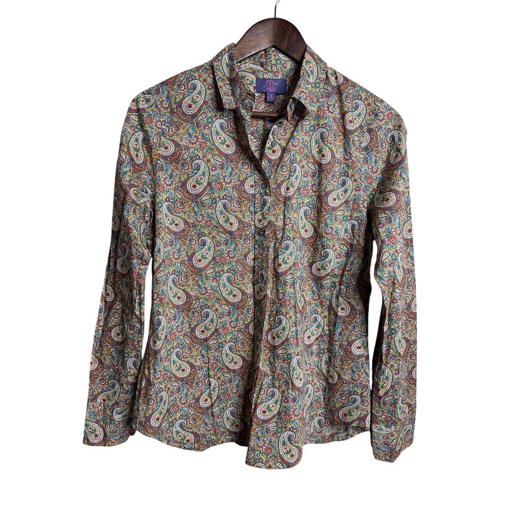 J.Crew x Liberty Fabrics Lee Manor Paisley Slim Perfect Button Down Shirt size 4